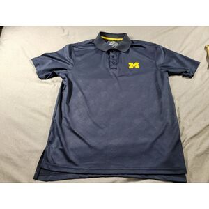 Michigan Wolverines‎ Polo Shirt Mens Large Blue Striped Campus Heritage NCAA